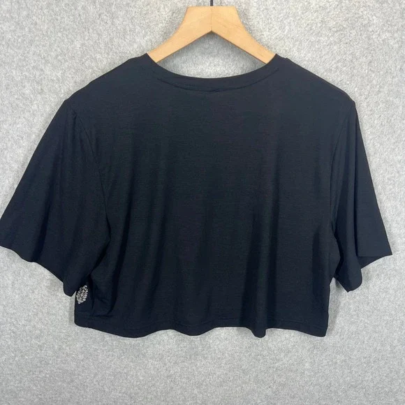 Free People FP Movement Crop Top Womens XS Black Graphic Activewear EUC - Picture 4 of 8